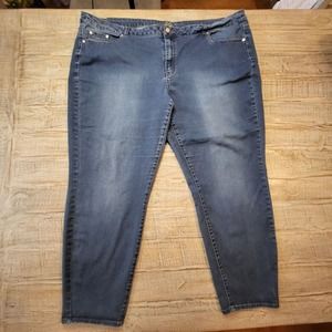 Love and Legend Woman High Rise Ankle Zip Stretch Blue Jeans Size 24